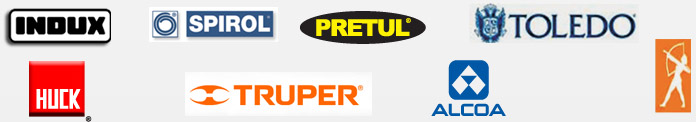 Indux, SPIROL, PRETUL, TOLEDO, HUCK, TRUPER, ALCOA